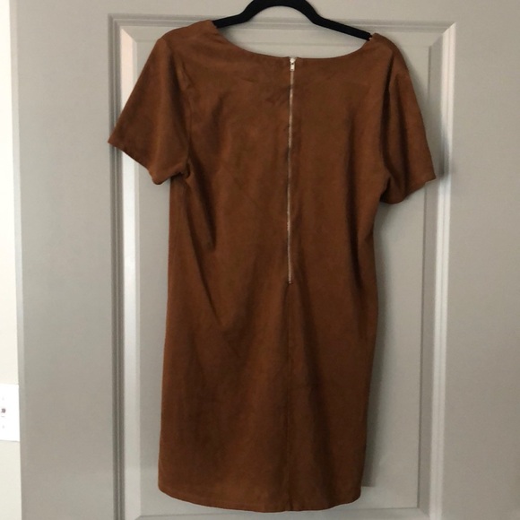 Brown zip up suede mini dress - Picture 7 of 7